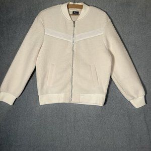 Zyia Active Fleece Jacket Womens Medium White Sherpa Full Zip Up Flying V